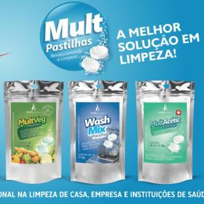 Pastilhas desinfectantes e sanitizantes.